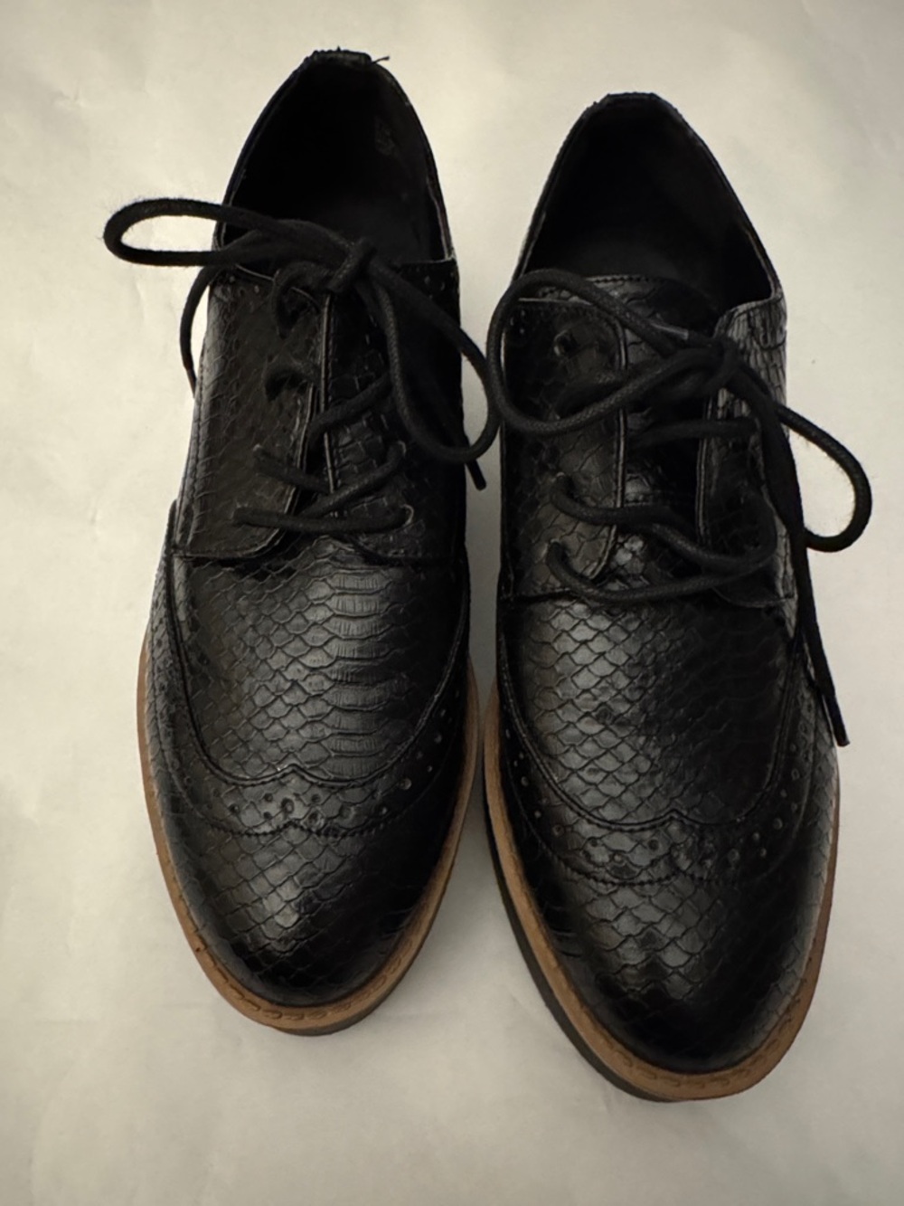 Madden Girl Black Textured Platform Derby Shoes